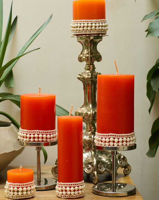 Classic Pillar Candle Set of 5 – Paraffin Wax, Multi-Size & Color Options