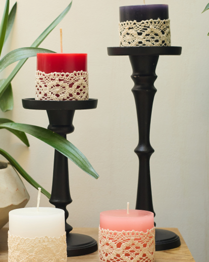 Paraffin Wax Pillar Candle Set of 4 – Multi-Color
