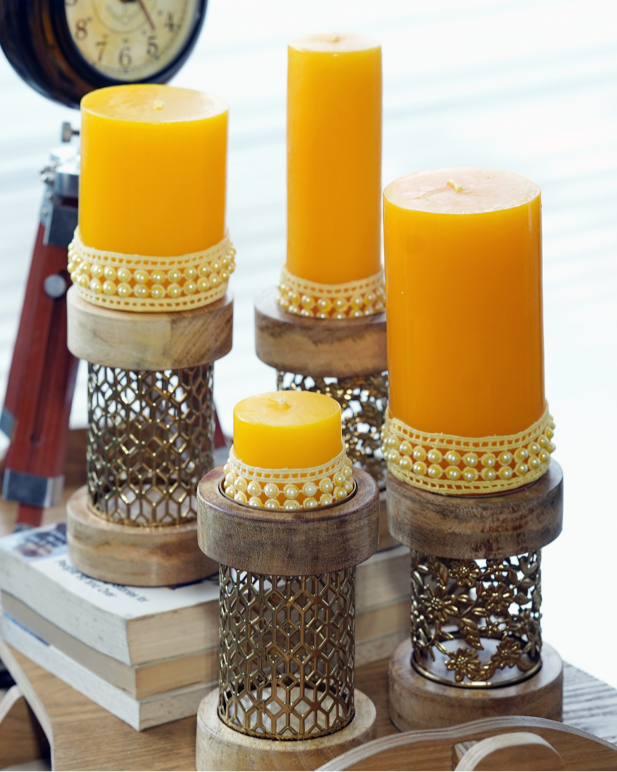 Classic Pillar Candle Set of 5 – Paraffin Wax, Multi-Size & Color Options