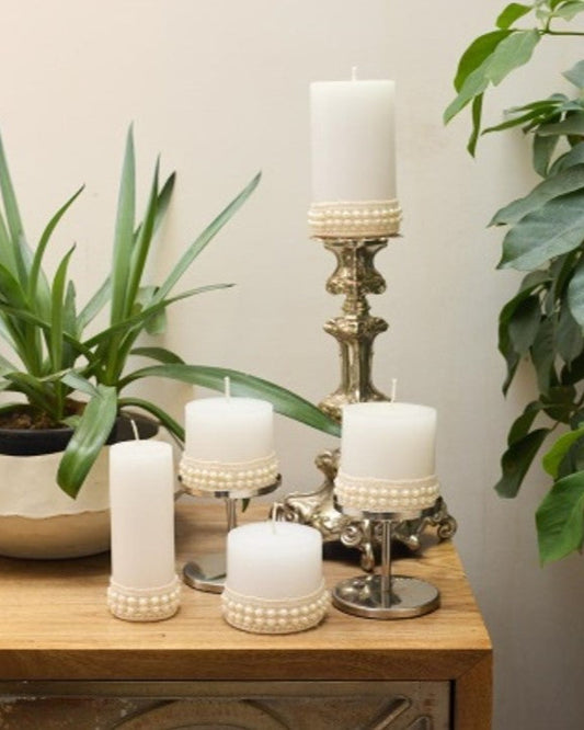 Classic Pillar Candle Set of 5 – Paraffin Wax, Multi-Size & Color Options