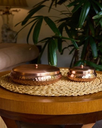 Premium Copper Finish Metal Candle Set of 2 with Lids – 500 ml & 200 ml