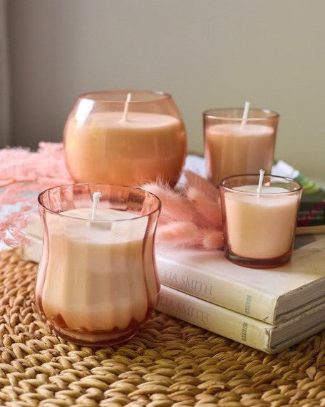 Elegant Glass Soy Wax Candle Set of 4 – Rose Fragrance,