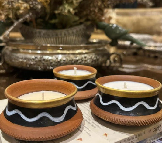 Hand-Painted Terracotta Candle